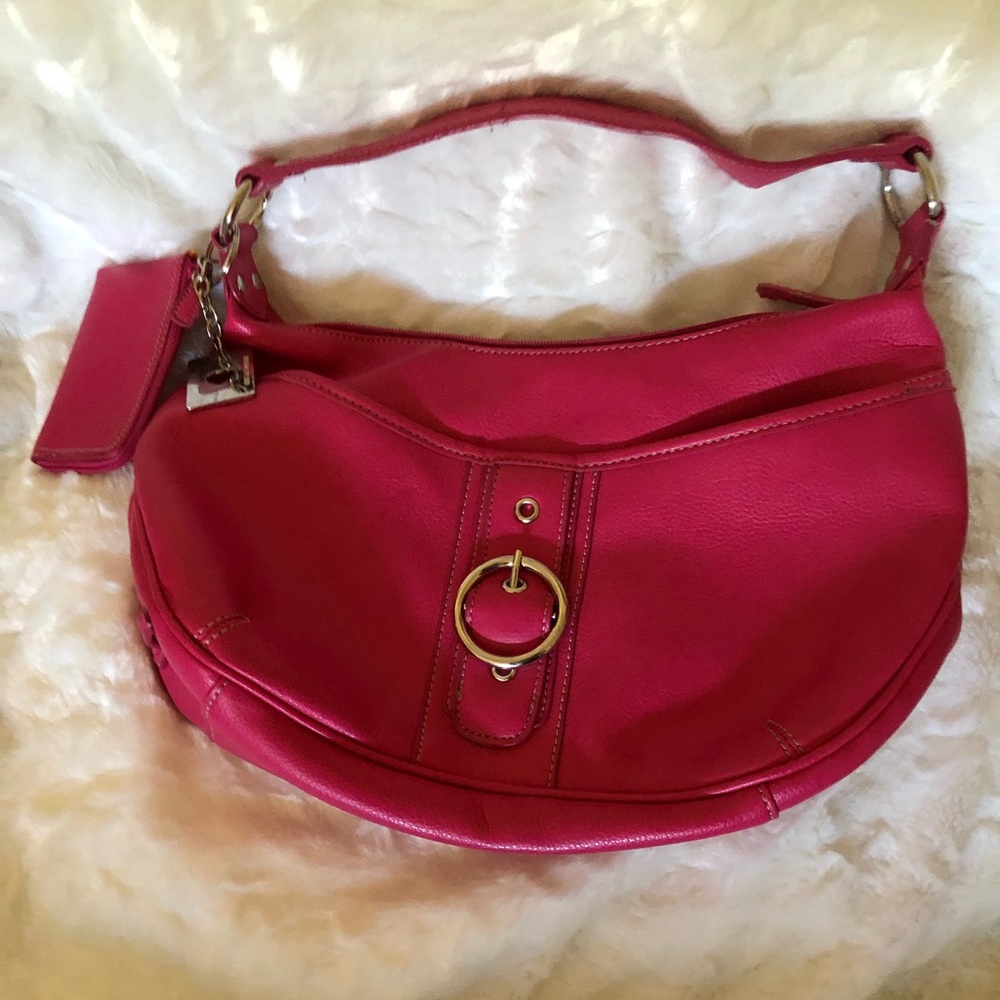 Nine & Co Y2K Pink Leather Shoulder Tote Bag with KeyChain & Coin Purse